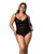 Shadow Strip & Lace Teddy With Hook & Eye Closure Black 2X/3X
