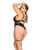 Sheer Mesh & Animal Pattern Lace Teddy With Garter Belt & Adjustable Crotch Closure Black 1X/2X