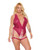Scallop Stretch Lace Crotchless Teddy With Lace Up Front Raspberry Os/Xl