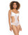 Stretch Mesh Ruffled Crotchless Teddy White Sm