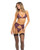 Rene Rofe Sneak Peak Bra, Garter Belt And G-String Purple M/L
