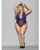 Euphoria Halter Lace & Mesh Teddy With Wrist Restraints Purple/Black Qn