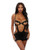 Open Cut Underwire Lace & Mesh Chemise With G-String Black Xl