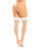Fishnet Thigh High Stockings With Silicone Lace Top White O/S