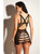 Fetish Bondage Open Shelf Cup Vinyl & Mesh Babydoll With Cage Back Black Xl