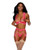 Lace Underwire Peek A Boo Bra, Garterbelt & G-String Coral Lg