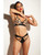 Fetish Dominant Open Cup Caged Bra With Grommet Tape Strapping & Panty Black Sm