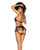 Fringe Halter Top & Open Back Bottom With Front Zipper Black L/Xl
