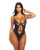 Femi Unlined Underwire Stretch Lace Teddy With Rhinestone Charm Black Sm