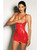 Fetish Bondage Open Shelf Cup Vinyl & Mesh Babydoll With Cage Back Red Xl