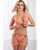 Lace Halter Bra, Thong & Garters With Open Front Heart Clasp Neon Orange O/S