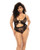 Floral Lace & Mesh Underwire Teddy With Keyhole Details Black 1X/2X