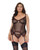 Mesh Underwire Garterbelt Bustier With G-String Black 1X/2X