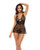 Lace Long Line Underwire Bra With Removable Skirt & Thong Panty Black L/XL