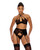 Feeling Butterflies Mesh Halterneck Bra With Garter & Panty - Black XL