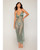 Eyelash Lace & Satin Long Chemise With G-String - Sage Green XL