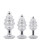 Gemsations 3 pc 2.95" & 3.25" & 3.7" Ripple Bling Bling Metal Butt Plug Training Set - Silver