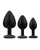 Gemsations 3 pc 2.75" & 3.15" & 3.7" Silicone Bling Bling Butt Plug Training Set - Black