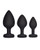 Gemsations 3 pc 2.75" & 3.15" & 3.7" Silicone Bling Bling Heart Butt Plug Training Set - Black