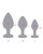 Gemsations 3 pc 2.75" & 3.15" & 3.7" Silicone Bling Bling Heart Butt Plug Training Set - Black