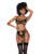 Lace Underwire Bra With Crotchless Thong and Garter 3 pc Set - Black L/XL