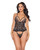 Lace and Mesh Teddy With Removable Backless Panty - Black/Rose Gold LG