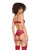 Metallic Stretch Lace Underwire Bra With Crotchless Garter Panty - Red MD