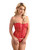 Eyelash Lace Corset With G-String - Red Large