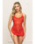 Lace Chemise With Ruffle Trim & G-String - Red O/S