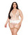 Rose Embroidered Lace Teddy WithRemovable Satin Garter 2 pc Set - White 1X
