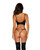 Embroidered Stretch Faux Leather Bustier WithG-String 2 pc Set - Black SM