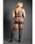 Sheer Unholy Gartered Bodystocking Dress With Attached Stockings - Black QN