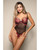 Opulence Embroidered Underwire Open Crotch Teddy With Pearl Detail - Red S/M