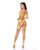 Embroidered Floral Lace Bra With Thong & Chaps Blacklight Reactive 3 pc Set - Yellow LG