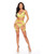 Embroidered Floral Lace Bra With Thong & Chaps Blacklight Reactive 3 pc Set - Yellow SM