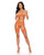 Lace Open Cup Bralette With Thong & Chaps 3 pc Set with Jewel Details - Orange LG
