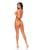 Lace Open Cup Bralette With Thong & Chaps 3 pc Set with Jewel Details - Orange LG