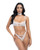 Pearla Lace Underwire Bra & Open Back Panty With Matching Collar 3 pc Set - White L/XL