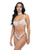 Pearla Lace Underwire Bra & Open Back Panty With Matching Collar 3 pc Set - White L/XL