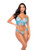 Scallop Lace and Mesh Underwire Bra With Thong 2 pc Set - Light Blue L/XL