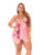 Floral Printed Mesh Babydoll With Convertible Straps & G-String 2 pc Set - Pink 3X/4X