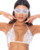 Lace Triangle Top With Blindfold & G-String 3 pc Set - White S/M