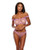 Sheer Dot Mesh Ruffled Bralette With Thong - Pink XL