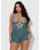 Nova Lace & Mesh Babydoll With G-String 2 pc Set - Jade Blue 1X/2X