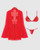 Dragon Sheer Mesh Robe With Satin Triangle Top & G-String 3 pc Set - Red MD