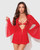Dragon Sheer Mesh Robe With Satin Triangle Top & G-String 3 pc Set - Red XL