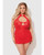 Dragon Mesh & Applique Chemise With G-String 2 pc Set - Red 1X/2X