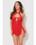 Dragon Mesh & Applique Chemise With G-String 2 pc Set - Red MD
