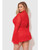 Dragon Sheer Mesh Robe With Satin Triangle Top & G-String 3 pc Set - Red 3X/4X