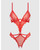 Nadia Lace & Mesh Cutout Teddy - Grenadine Dark Orange XL
